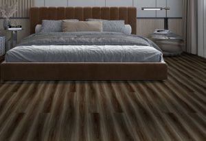 Luxury-Walnut-Vinyl-Flooring-in-Modern-Bedroom Luxury Walnut Vinyl Flooring in Modern Bedroom