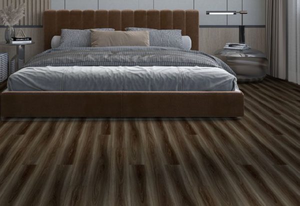 Luxury Walnut Vinyl Flooring in Modern Bedroom