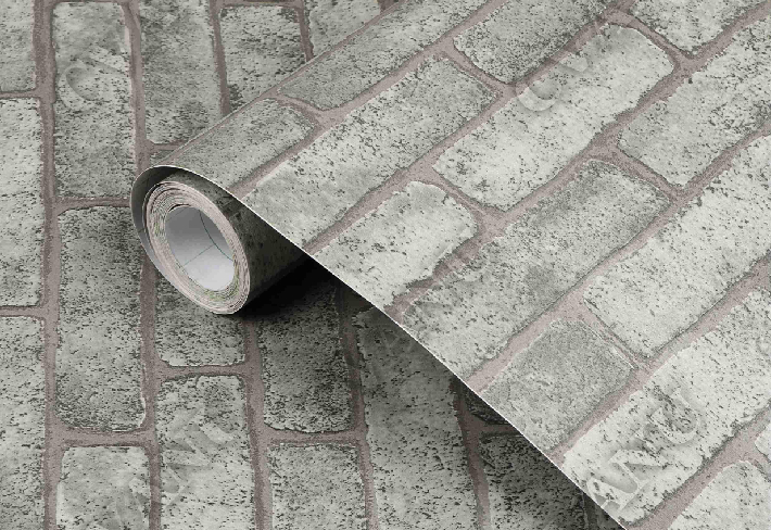 Grey Brick Pattern Wallpaper Roll
