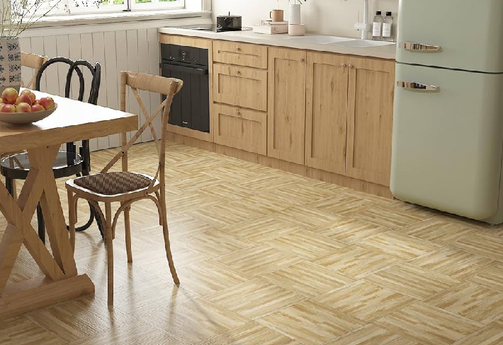 Light Maple Parquet Vinyl Flooring for C...