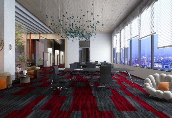 Modern Red and Black Carpet Tiles for Stylish Office Flooring
