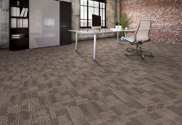 StoneWeave-Flooring Textured Brown Carpet Tiles for Contemporary Office Flooring