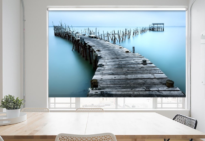 Tranquil Lake Wooden Jetty Printed Roller Blind
