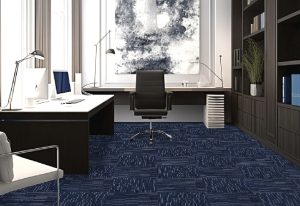 Urban Blue Patterned Carpet Tiles for Modern Office Flooring