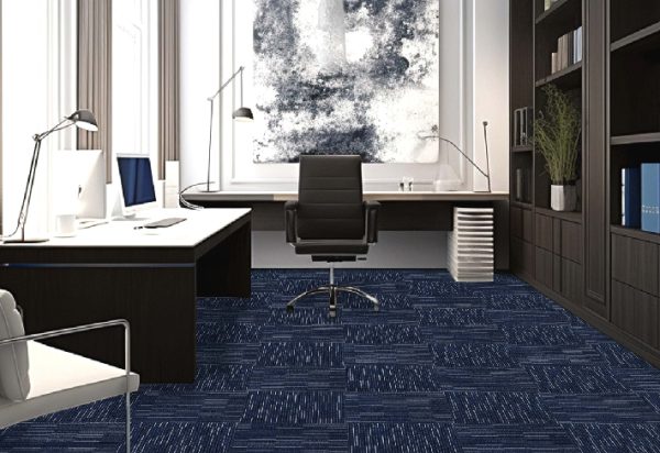UrbanBlue-Flooring Urban Blue Patterned Carpet Tiles for Modern Office Flooring